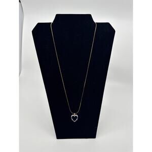 Crystal Heart Necklace /w Gold Plated Chain Unmarked Womens Necklace
